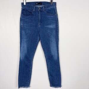 3x1 Womens 28 High Rise Skinny Jeans in Sally Medium Wash Fray Hem Cotton Blend